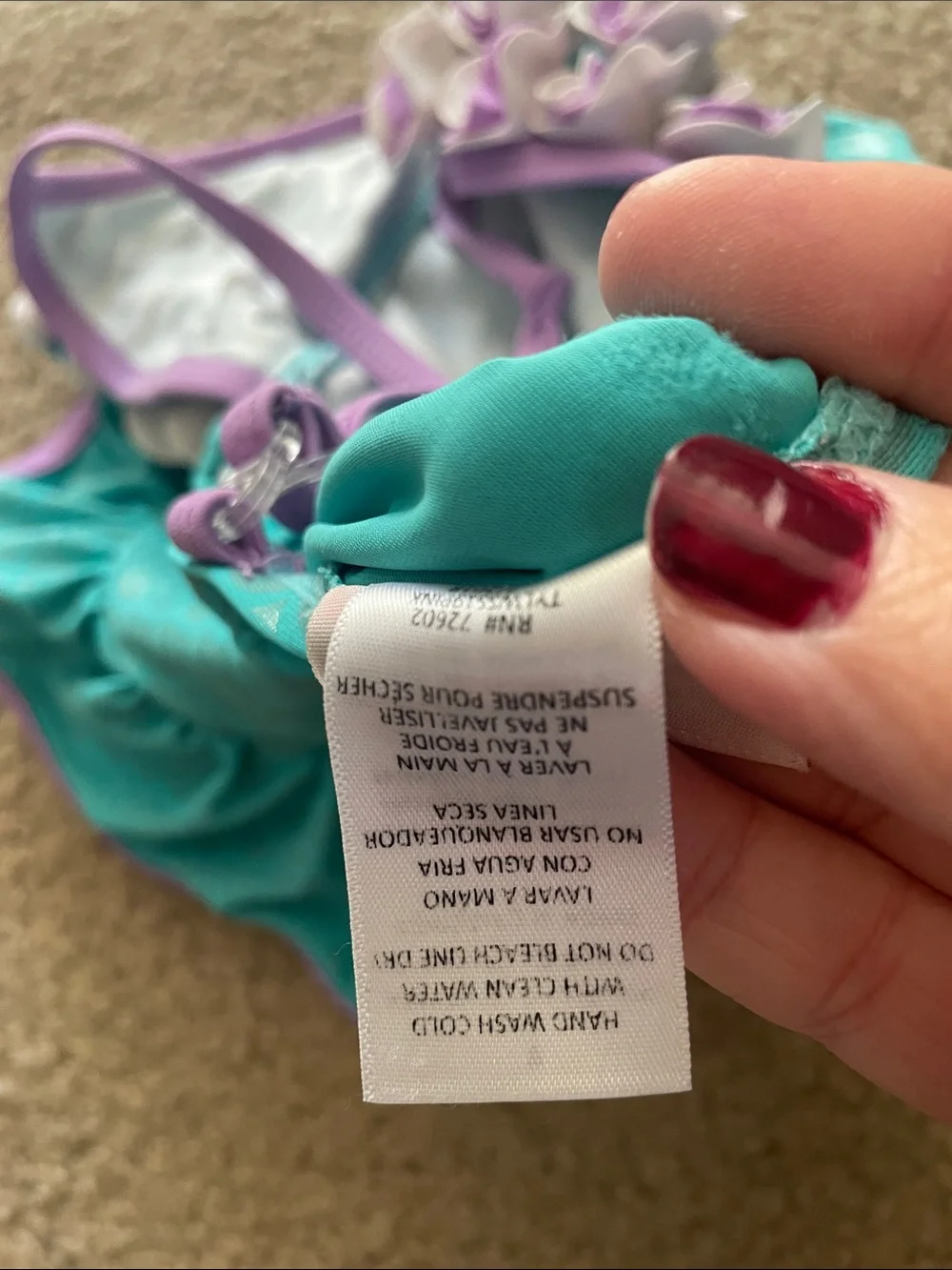 Floatimini Turquoise One-Piece Mermaid Swimsuit with Purple Trim